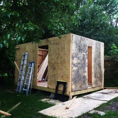 Shed in progress by Eric in Austin, Texas: "Moving and Groovin'!"