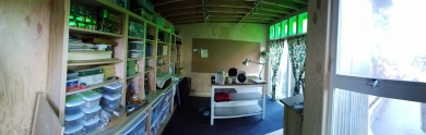 From Mark, in L.A.: "I've been meaning to send you pix of our shed...born of your plans. we expanded it a bit to fill the space...and built in some much needed storage. Now my wife has moved her office out of the dining room and looks forward to her mornings sequestered in her shed, working away."
